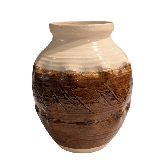 Whiskey Creek Pottery Vase Signed S. Kammerer 1974 Earthy Tone Intricate 3D - Picture 2 of 13